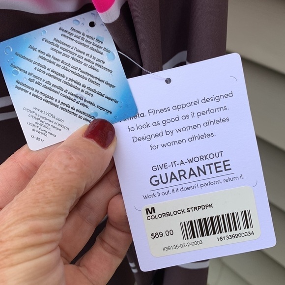 Athleta Colorblock Striped Pink/Brown/White Long-sleeve Rash-guard - Picture 7 of 13